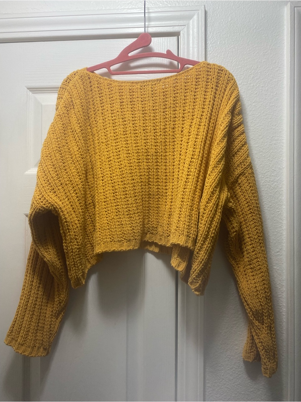 Forever 21 Mustard Yellow Cropped Knit Sweater - Picture 3 of 4